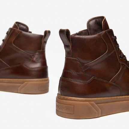 Nero Giardini Sneakers Alta Uomo in Pelle Marrone I400457U BEIGE 412 Nero Giardini 