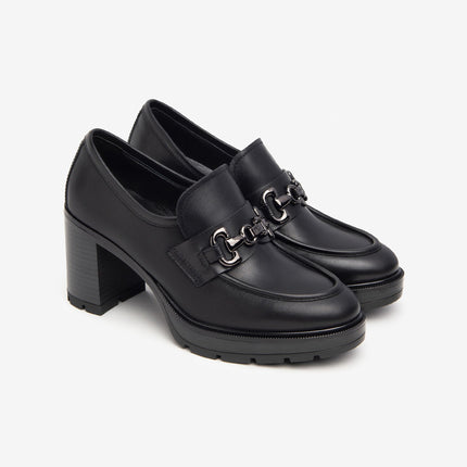 Nero Giardini Mocassini Donna con Tacco in Pelle Nero I411432D NERO 100 Nero Giardini 