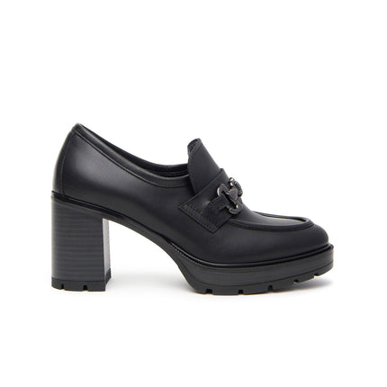 Nero Giardini Mocassini Donna con Tacco in Pelle Nero I411432D NERO 100 Nero Giardini 