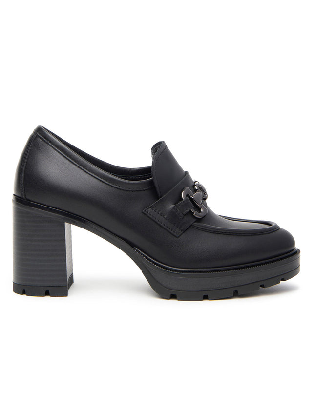 Nero Giardini Mocassini Donna con Tacco in Pelle Nero I411432D NERO 100 Nero Giardini 