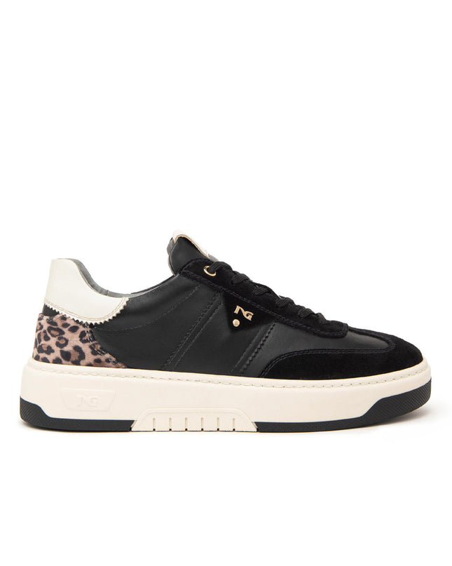 Nero Giardini Sneakers Donna in Pelle Nero Multicolor Animalier I411645D NERO 100 Nero Giardini 