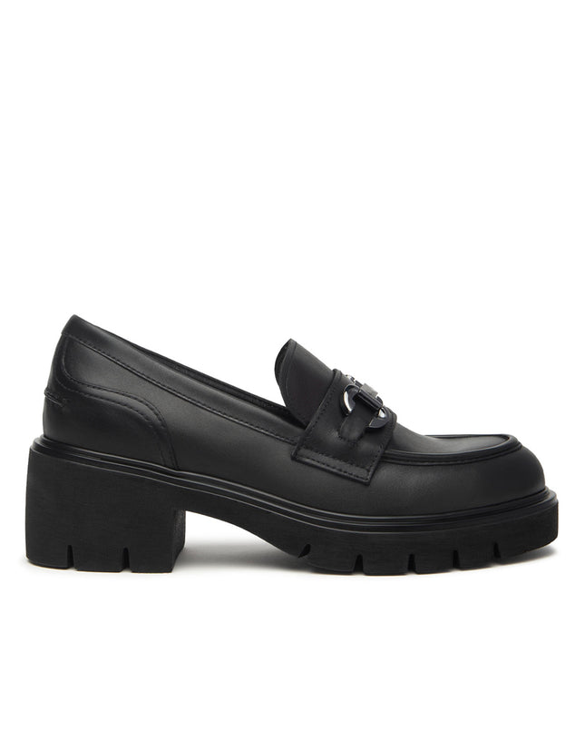 Nero Giardini Mocassini Donna con Tacco e Morsetto in Pelle Nera<BR/> I513980D NERO 100 Nero Giardini 
