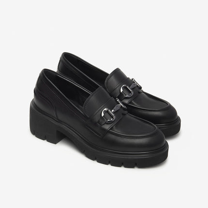 Nero Giardini Mocassini Donna con Tacco e Morsetto in Pelle Nera<BR/> I513980D NERO 100 Nero Giardini 