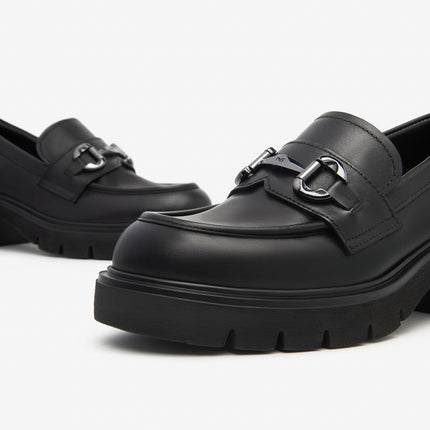Nero Giardini Mocassini Donna con Tacco e Morsetto in Pelle Nera<BR/> I513980D NERO 100 Nero Giardini 