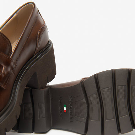 Nero Giardini Mocassini Donna con Tacco e Morsetto in Pelle Marrone<BR/> I513981D BEIGE 412 Nero Giardini 