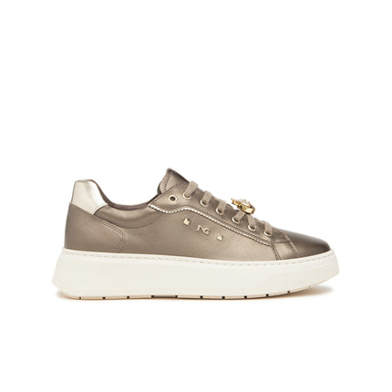 Nero Giardini Sneakers Donna con Charms in Pelle Laminata Platino I514170D BROWN 322 Nero Giardini 