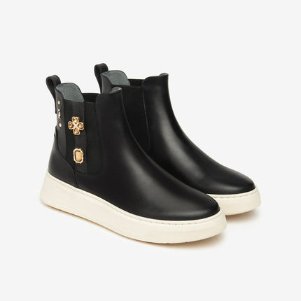 Nero Giardini Stivaletto Chelsea Donna con Charms in Pelle Nero I514173D NERO 100 Nero Giardini 