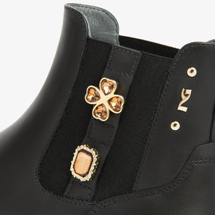 Nero Giardini Stivaletto Chelsea Donna con Charms in Pelle Nero I514173D NERO 100 Nero Giardini 