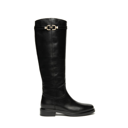 Nero Giardini Stivali Donna conTacco Basso in Pelle Nero I514703D NERO 100 Nero Giardini 