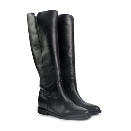 Spatarella Stivali Donna con Zeppa Tubolare in Pelle Nero BZ131 BLACK Spatarella 