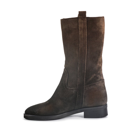 Spatarella Stivaletti Donna Tacco Basso Tubolare in Pelle Ingrassata Marrone LP32 BROWN Spatarella 