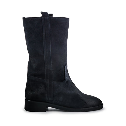 Spatarella Stivaletti Donna Tacco Basso Tubolare in Pelle Ingrassata Blu LP32 NAVY Spatarella 