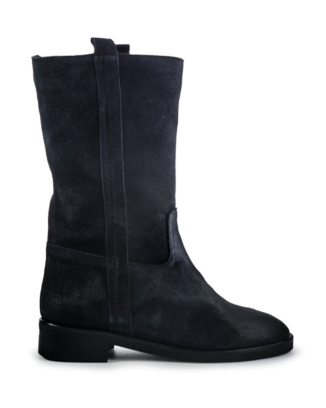Spatarella Stivaletti Donna Tacco Basso Tubolare in Pelle Ingrassata Blu LP32 NAVY Spatarella 