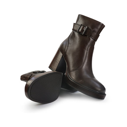 Vueva Stivaletti Donna con Tacco e Plateau in Pelle Marrone WH478H07 PLATA BROWN Vueva 