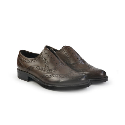 Vueva Mocassino Francesina Donna con Impuntura in Pelle Marrone WS177R10 MARTINA BROWN Vueva 
