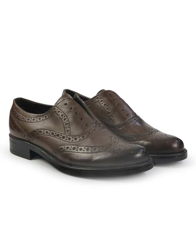 Vueva Mocassino Francesina Donna con Impuntura in Pelle Marrone WS177R10 MARTINA BROWN Vueva 