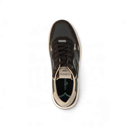 Sneakers Bassa Uomo in Pelle e Camoscio Marrone Multi | Alberto Guardiani AERIS BASKET LEATHER BROWN MULTI Alberto Guardiani 