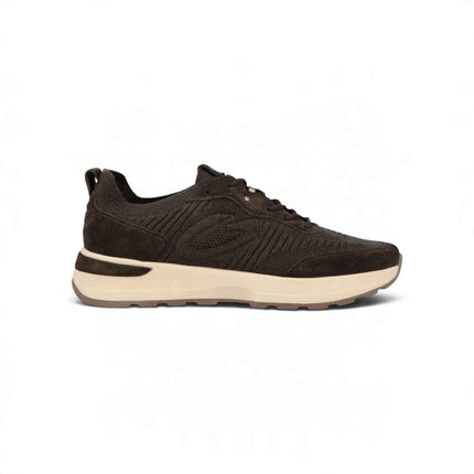 Sneakers Bassa Uomo in Camoscio e Tessuto Marrone Moro | Alberto Guardiani LEVANTE KNIT DARK BROWN Alberto Guardiani 