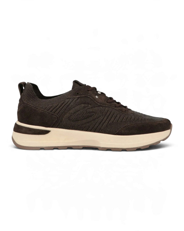 Sneakers Bassa Uomo in Camoscio e Tessuto Marrone Moro | Alberto Guardiani LEVANTE KNIT DARK BROWN Alberto Guardiani 