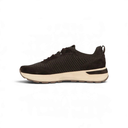 Sneakers Bassa Uomo in Camoscio e Tessuto Marrone Moro | Alberto Guardiani LEVANTE KNIT DARK BROWN Alberto Guardiani 