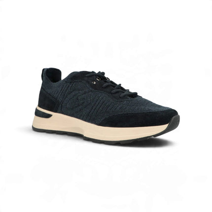 Sneakers Bassa Uomo in Camoscio e Tessuto Blu | Alberto Guardiani LEVANTE KNIT NAVY Alberto Guardiani 