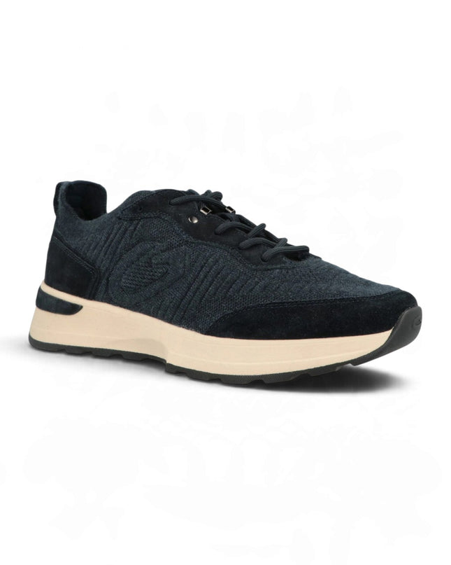 Sneakers Bassa Uomo in Camoscio e Tessuto Blu | Alberto Guardiani LEVANTE KNIT NAVY Alberto Guardiani 
