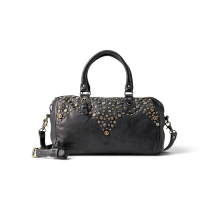 Borsa Bowling Donna Pelle con Borchie in Vacchetta Nera | Biba BUN2L BLACK Biba 