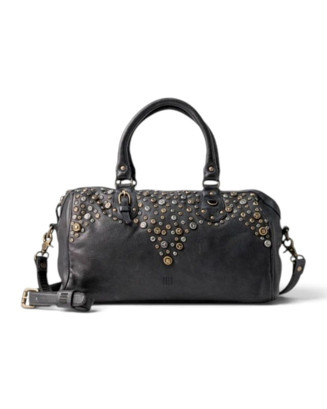 Borsa Bowling Donna Pelle con Borchie in Vacchetta Nera | Biba BUN2L BLACK Biba 