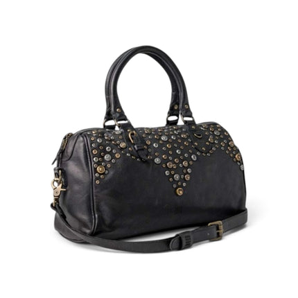 Borsa Bowling Donna Pelle con Borchie in Vacchetta Nera | Biba BUN2L BLACK Biba 
