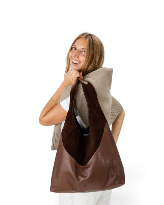 Borsa a Spalla in Pelle e Camoscio Marrone Cuoio | Biba ETH1L TAN CUOIO Biba 