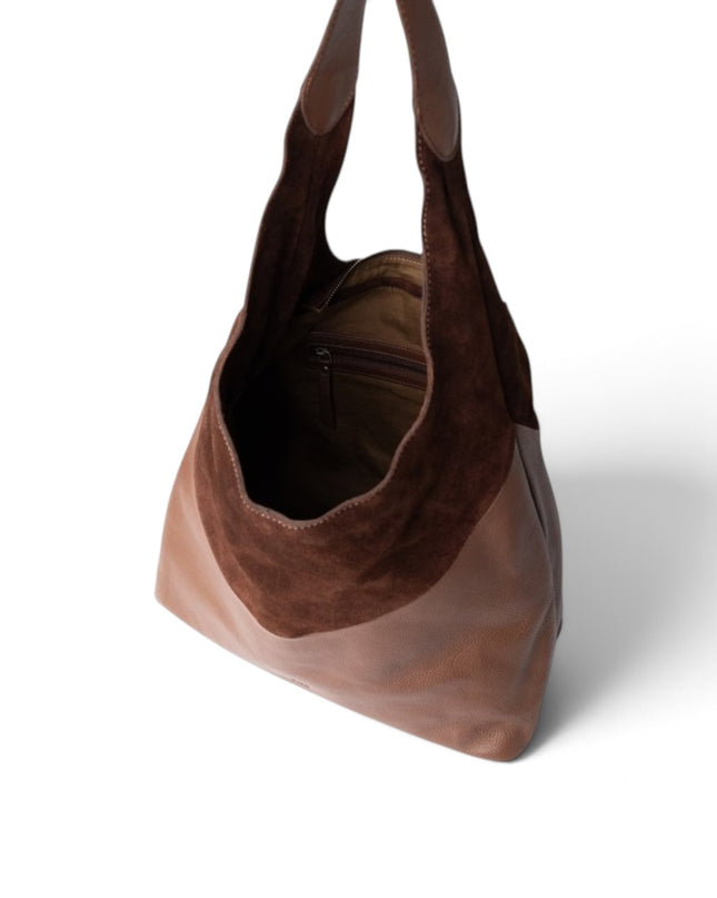 Borsa a Spalla in Pelle e Camoscio Marrone Cuoio | Biba ETH1L TAN CUOIO Biba 
