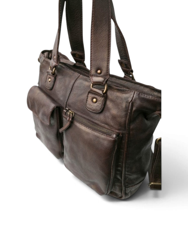 Borsa Portadocumenti Pelle in Vacchetta Marrone Perla | Biba KEO2L DARK BROWN Biba 