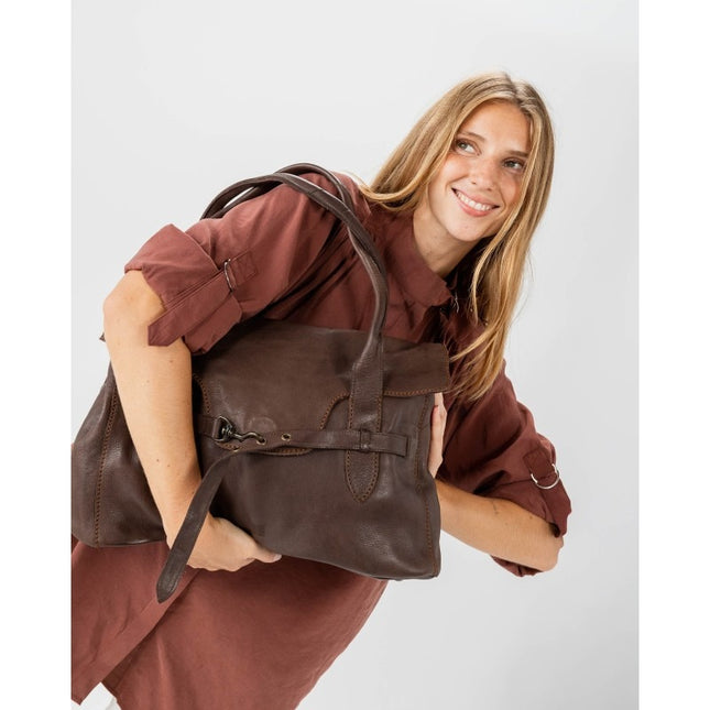 Borsa Postina Birkin Donna Pelle in Vacchetta Marrone | Biba KLL1L DARK BROWN Biba 