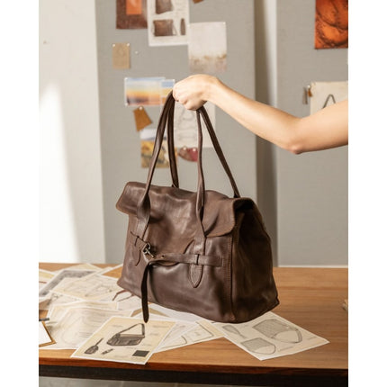 Borsa Postina Birkin Donna Pelle in Vacchetta Marrone | Biba KLL1L DARK BROWN Biba 