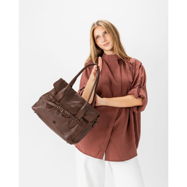 Borsa Postina Birkin Donna Pelle in Vacchetta Marrone | Biba KLL2L DARK BROWN Biba 