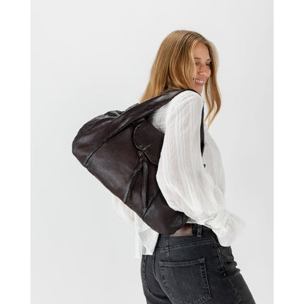 Borsa a Spalla in Pelle Marrone | Biba OXF1L DARK BROWN Biba 