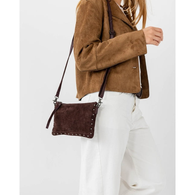 Borsa con Tracolla e Manetta in Camoscio Bordo | Biba PRR1L BURGUNDY Biba 