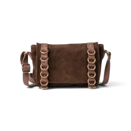 Borsa Donna con Patta e Tracolla in Camoscio Marrone | Biba RGG1L DARK BROWN Biba 
