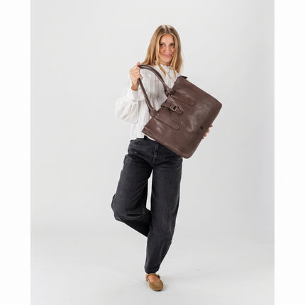 Borsa Shopper Donna a Spalla in Pelle Marrone Moro | Biba RUE1L DARK BROWN Biba 