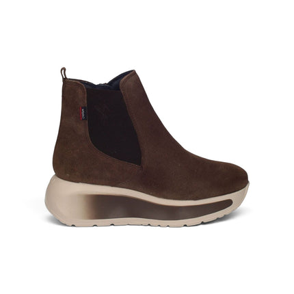 Stivaletti Chelsea Donna con Zeppa in Camoscio Marrone | Callaghan 61607 GRACE BROWN Callaghan 