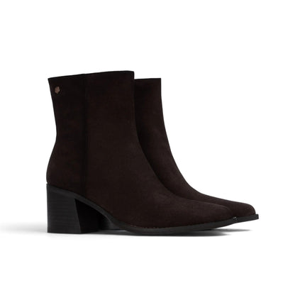 Stivaletti Tronchetti Donna a Punta con Tacco in Camoscio Marrone | Carmela 164134 BROWN Carmela 