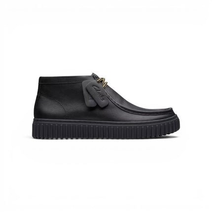 Stivaletti Stringati Wallabee Uomo in Pelle Nera | Clarks 26178264 Torhill Hi BLACK Clarks 