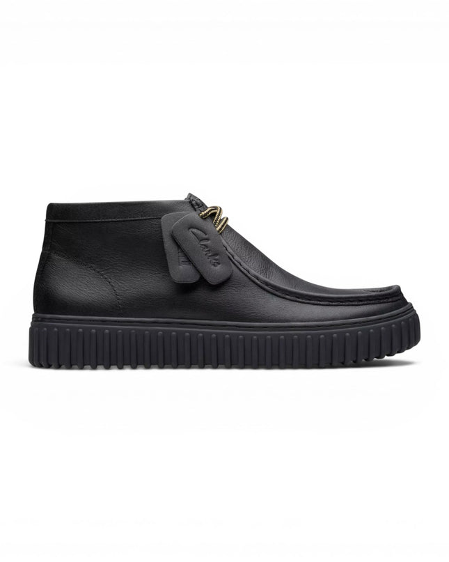 Stivaletti Stringati Wallabee Uomo in Pelle Nera | Clarks 26178264 Torhill Hi BLACK Clarks 