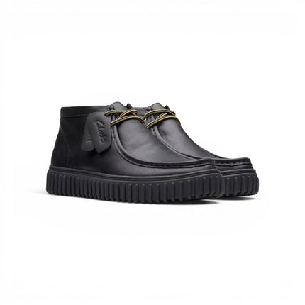Stivaletti Stringati Wallabee Uomo in Pelle Nera | Clarks 26178264 Torhill Hi BLACK Clarks 