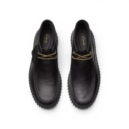 Stivaletti Stringati Wallabee Uomo in Pelle Nera | Clarks 26178264 Torhill Hi BLACK Clarks 