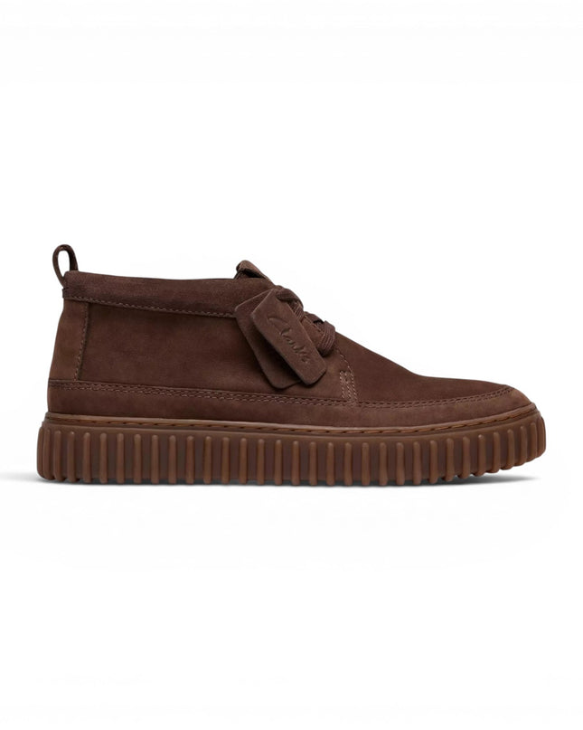 Stivaletti Stringati Wallabee Uomo in Pelle Nabuk Marrone | Clarks 26184694 Torhill Lace Hi BROWN Clarks 