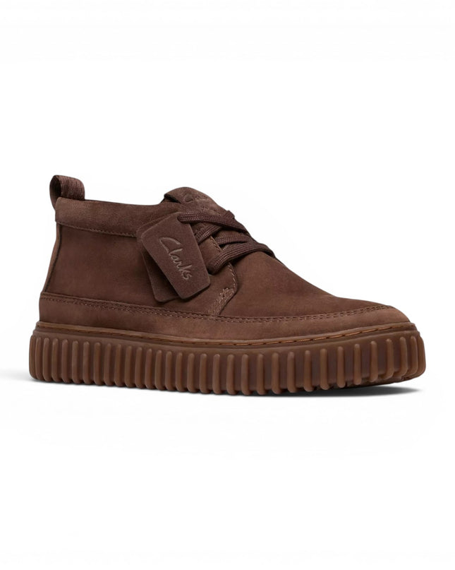 Stivaletti Stringati Wallabee Uomo in Pelle Nabuk Marrone | Clarks 26184694 Torhill Lace Hi BROWN Clarks 