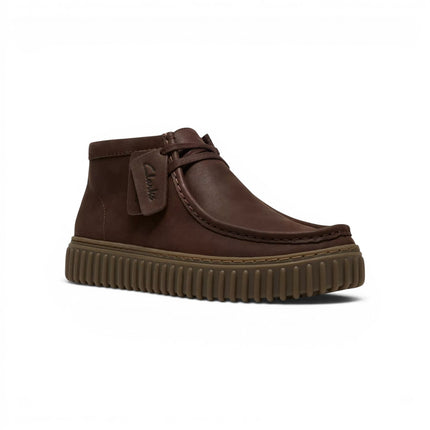 Stivaletti Stringati Wallabee Uomo in Pelle Nabuk Marrone | Clarks 26327242 Torhill Hi BROWN Clarks 