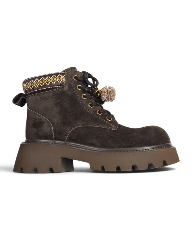 Anfibo Donna con Nappine in Camoscio Marrone | Exe 252800 BROWN Exe 
