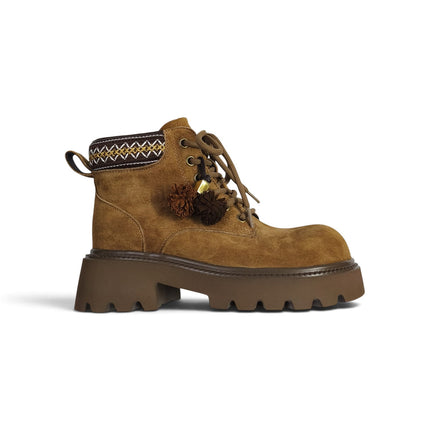 Anfibo Donna con Nappine in Camoscio Cuoio Beige | Exe 252800 BROWNISH Exe 